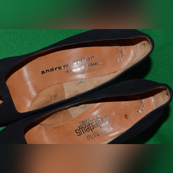 Vintage Shoes Black Suede by ANDREW GELLER  1950s - Picture 7 of 8